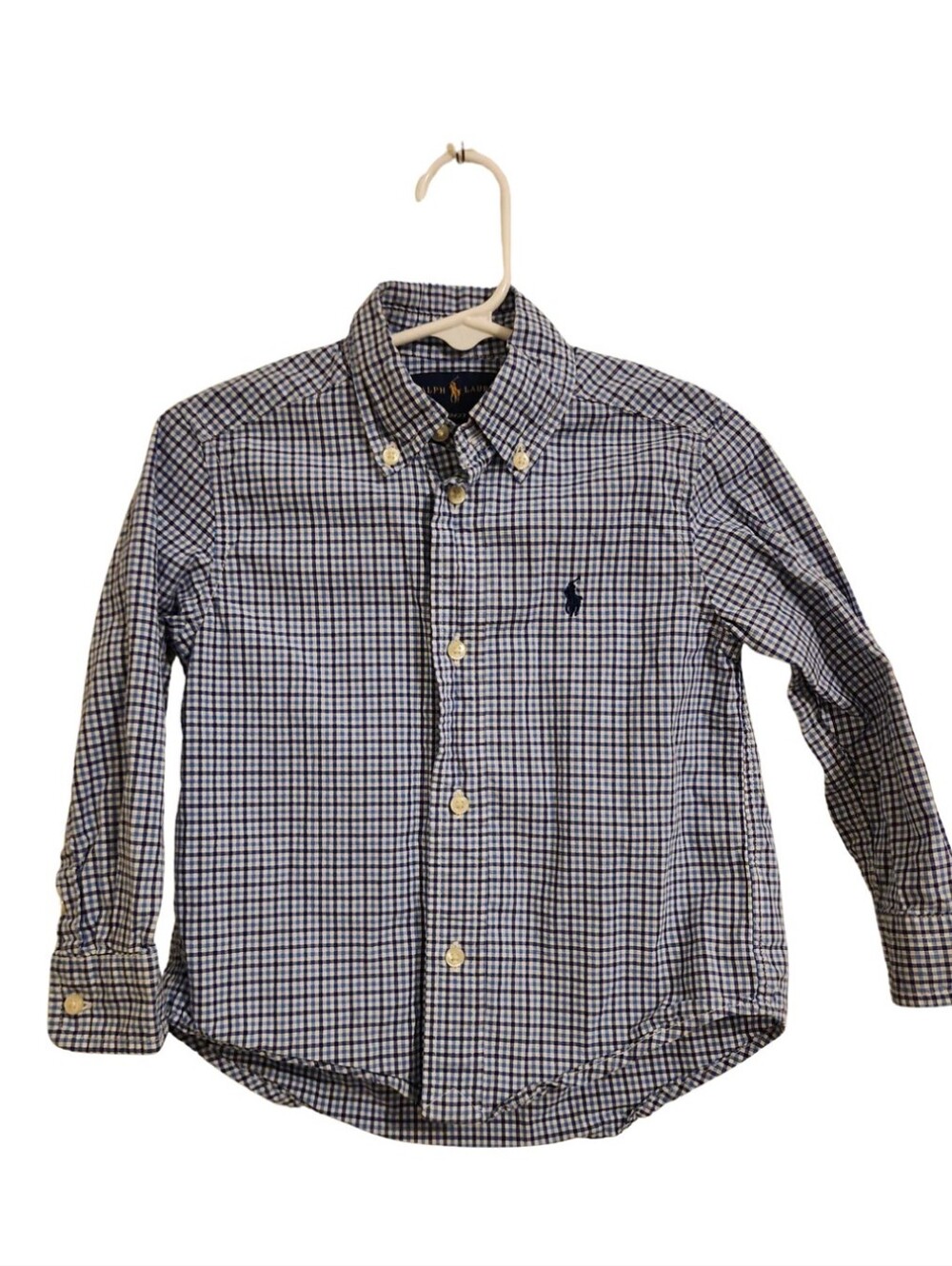 Ralph Lauren Boys 2T Blue Plaid Long Sleeve Button Down